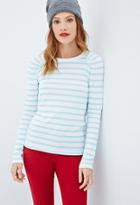 Forever21 Striped Ruched-sleeve Top