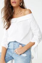 Forever21 Off-the-shoulder Pointed Collar Top