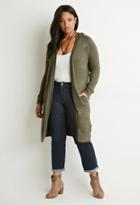 Forever21 Plus Women's  Marled Open-front Cardigan (olive)