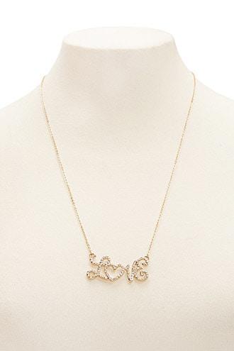 Forever21 Pave Love Pendant Necklace