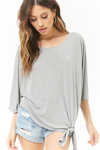 Forever21 Dolman Sleeve Tie-hem Top