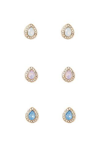 Forever21 White & Pink Faux Gem Stud Set