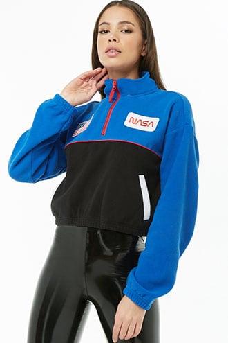 Forever21 Fleece Nasa Colorblock Pullover Jacket