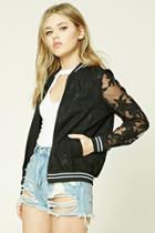 Forever21 Embroidered Lace Bomber Jacket