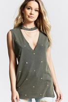 Forever21 Star Print Cutout Top
