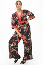 Forever21 Plus Size Floral Surplice Kimono Jumpsuit