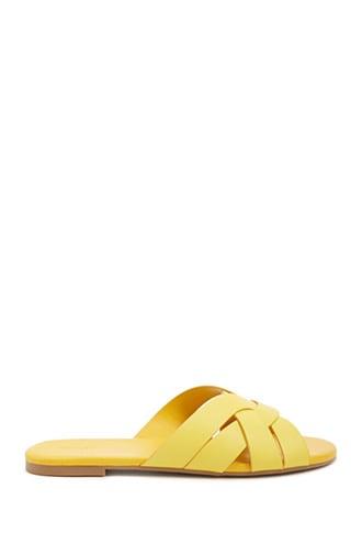 Forever21 Faux Leather Crisscross Slide Sandals