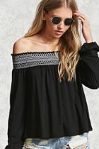 Forever21 Off-the-shoulder Embroidery Top