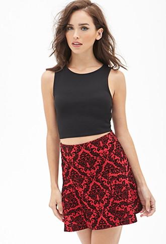 Forever21 Women's  Damask Fluted Skirt