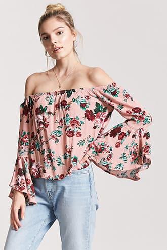 Forever21 Floral Print Off-the-shoulder Top
