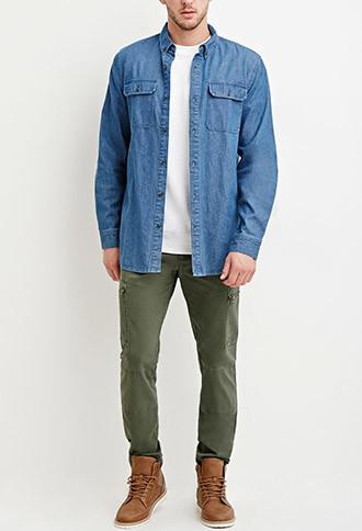 21 Men Men's  Slim Fit Zip-pocket Pants