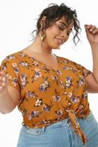 Forever21 Plus Size Tie-front Floral Print Crop Top