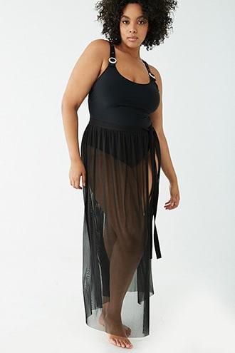 Forever21 Plus Size Mesh Swim Cover-up Skirt