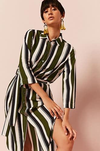 Forever21 Stripe Button-front Shirt Dress