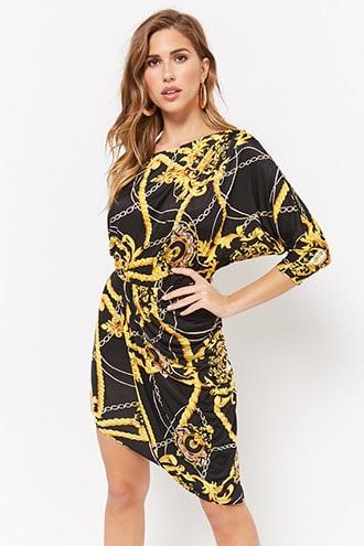 Forever21 Asymmetrical Rope Print Dress
