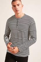 Forever21 Striped Ribbed Henley Tee