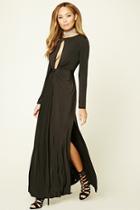 Forever21 Women's  Black Twist-front Maxi Dress