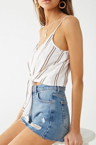 Forever21 Striped Tie-front Cami