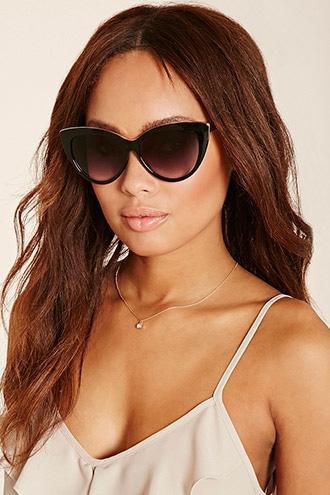Forever21 Black & Gold Glossy Cat Eye Sunglasses