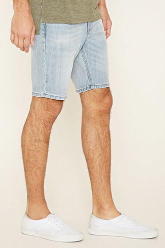 21 Men Men's  Paint-spattered Denim Shorts