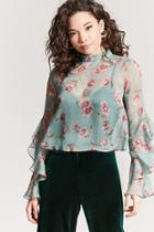 Forever21 Sheer Floral Chiffon Top
