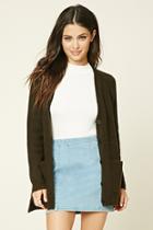 Forever21 Women's  Hunter Green Button-down Cardigan