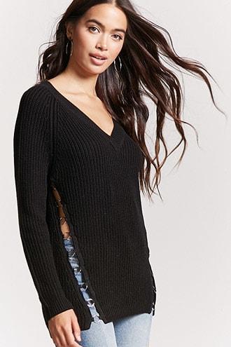 Forever21 Ring Detail V-neck Sweater