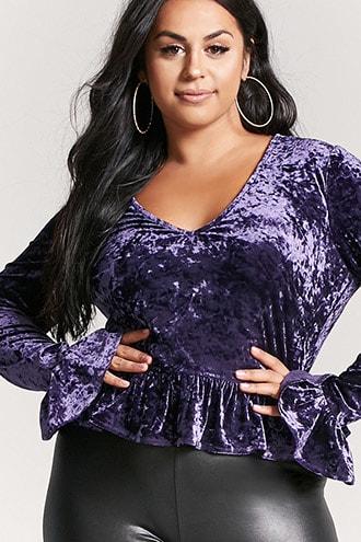 Forever21 Plus Size Velvet Ruffle Crop Top