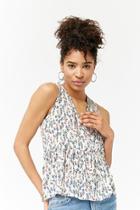 Forever21 Floral Surplice Lace-up Top
