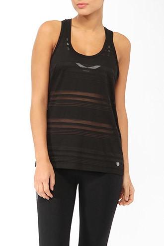 Forever21 Women's  Black Burnout Stripe Racerback Tank