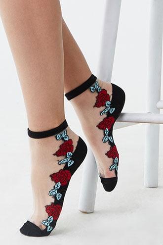 Forever21 Floral Print Ankle Socks