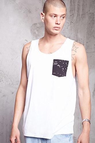 Forever21 Paint Splatter Pocket Tank Top