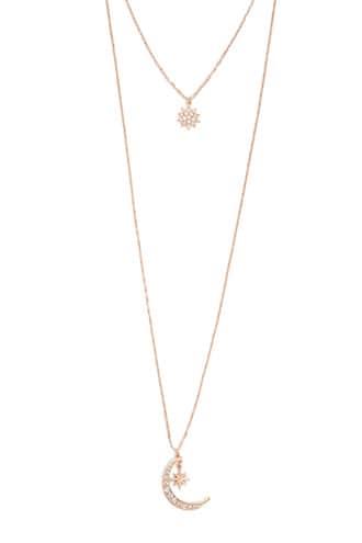 Forever21 Crescent Moon Layered Pendant Necklace