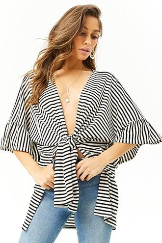 Forever21 Striped Split-hem Cardigan