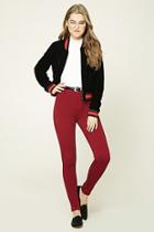 Forever21 Women's  Wine Mid-rise Textured Pants