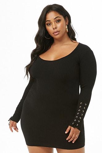 Forever21 Plus Size Ribbed Lace-up Mini Dress
