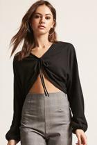 Forever21 Self-tie Brushed Knit Crop Top