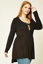 Forever21 Plus Women's  Black Plus Size Crochet-paneled Dress
