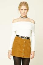 Forever21 Women's  Mustard Corduroy Button-front Skirt