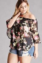Forever21 Plus Size Floral Chiffon Top