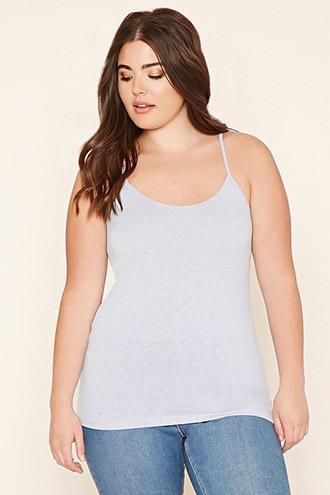 Forever21 Plus Women's  Heather Denim Plus Size Classic Knit Cami