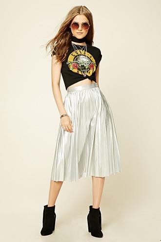 Forever21 Women's  Faux Leather Midi Skirt