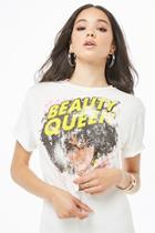 Forever21 Beauty Queen Cropped Graphic Tee