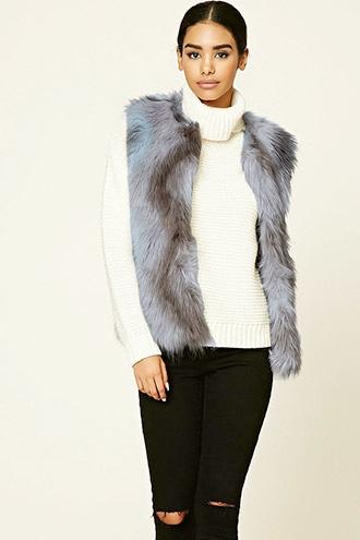 Forever21 Women's  Multicolored Faux Fur Vest