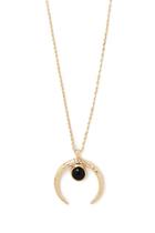 Forever21 Gold & Black Faux Stone Longline Necklace