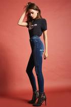 Forever21 High-rise Cheeky Slit Skinny Jeans