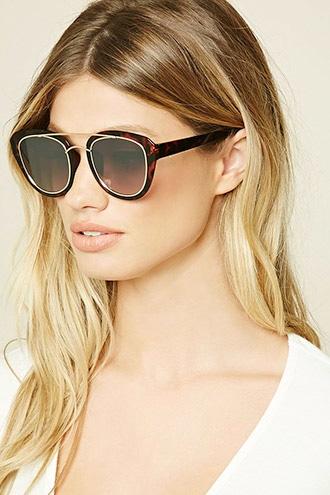 Forever21 Brown & Grey Mirrored Cat Eye Sunglasses