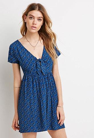 Forever21 Knotted Front Tile Dress