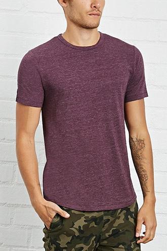 21 Men Men's  Burgundy Slub Knit Tee