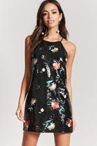 Forever21 Floral Sequin Trapeze Dress